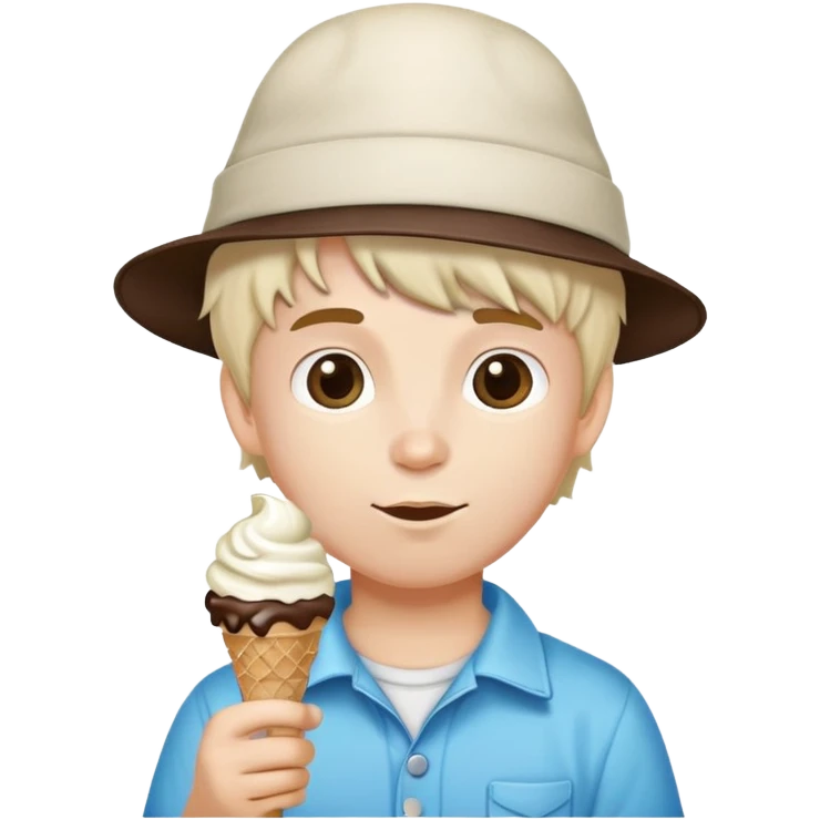 boy with ice cream scoop hair with a hat on  emoji