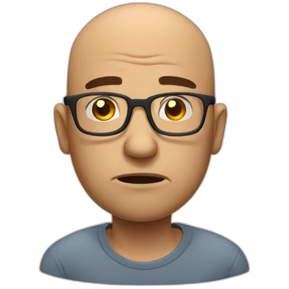 Sad bald man with glasses upset  emoji