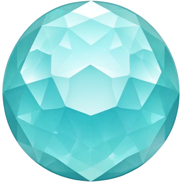Faceted round smithsonite with robin's egg blue color and holographic shimmer emoji