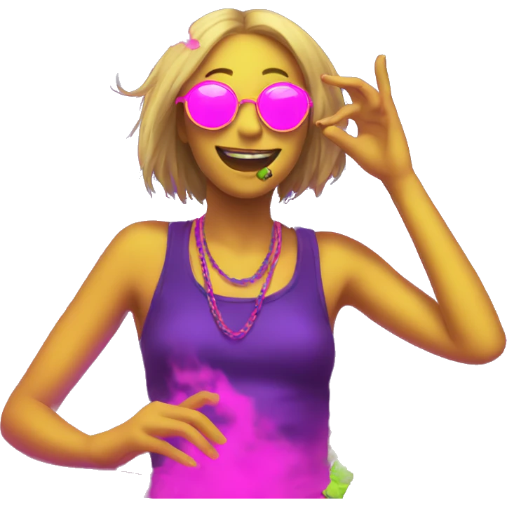 Rave party dancing neon smoking emoji