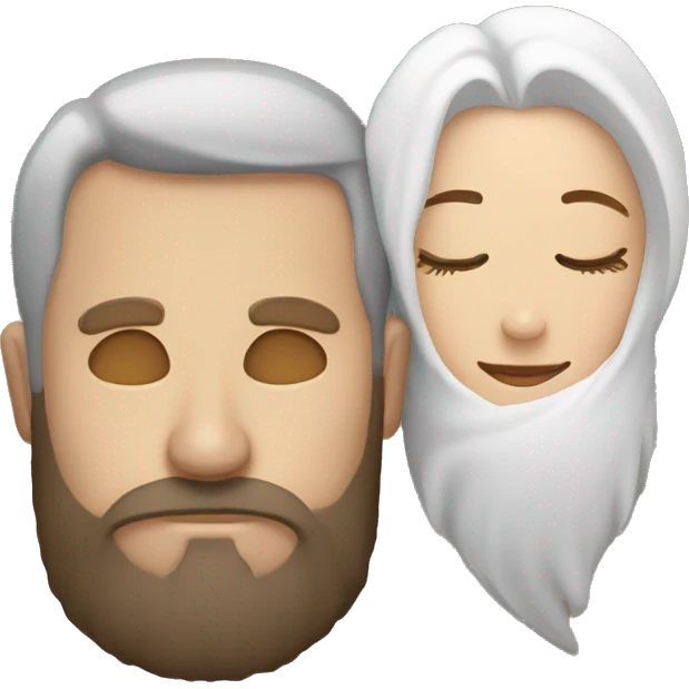 Guy beard with lady sleeping togther emoji