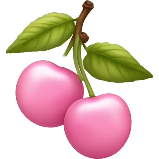 Light pink cherries with a ribbon on top of stem emoji