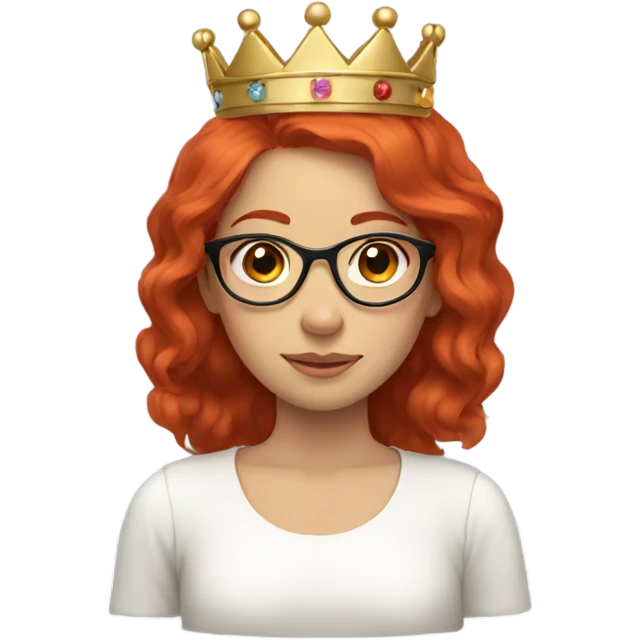 girl glasses red hair, wearing a crown emoji