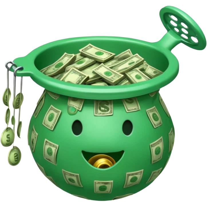 Strainer with money emoji
