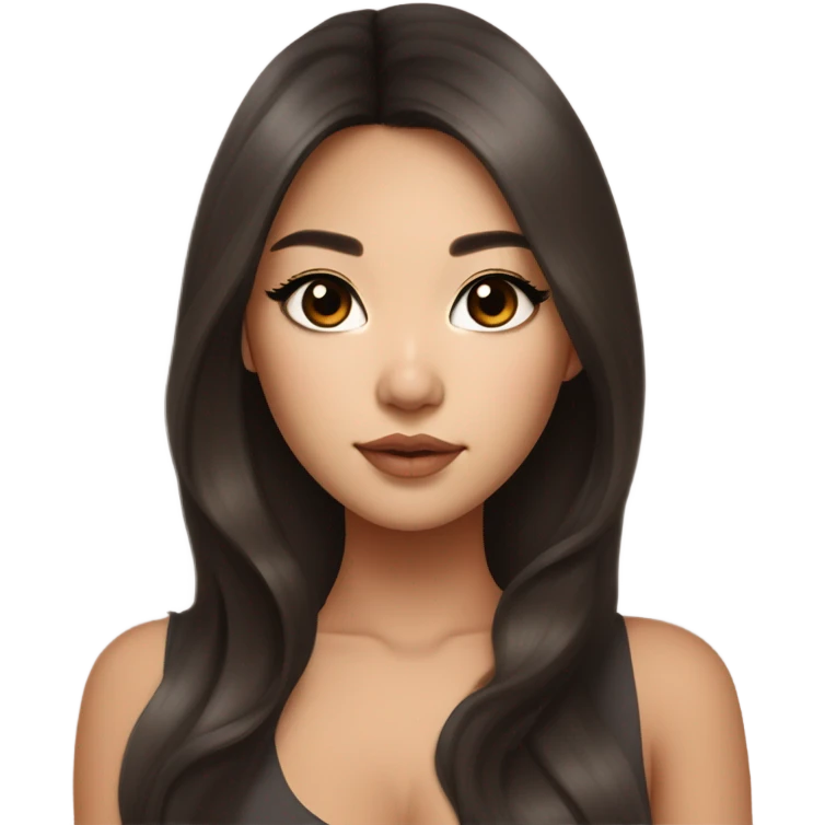 hourglass body beautiful wasian girl with smokey eyeliner + blush + long blowout brown hair + brown doe eyes + huge lips emoji