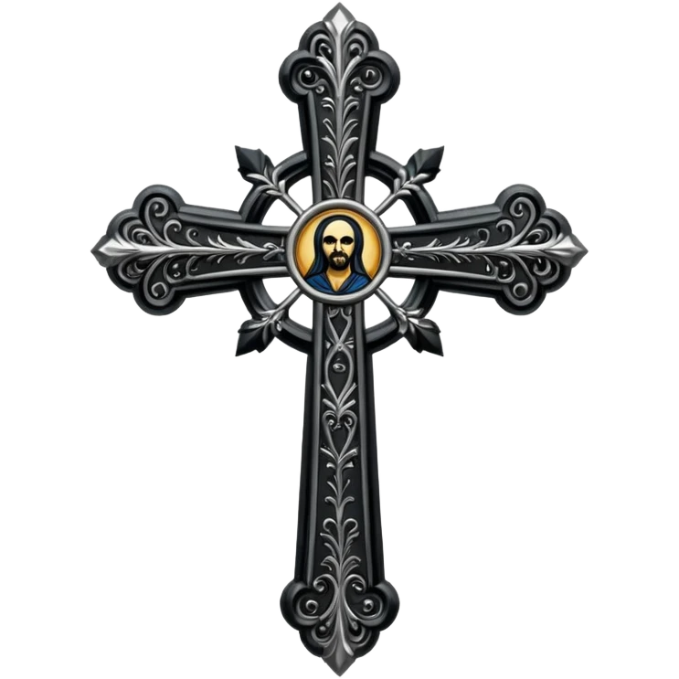 Juste la croix catholique en métal noir stp emoji