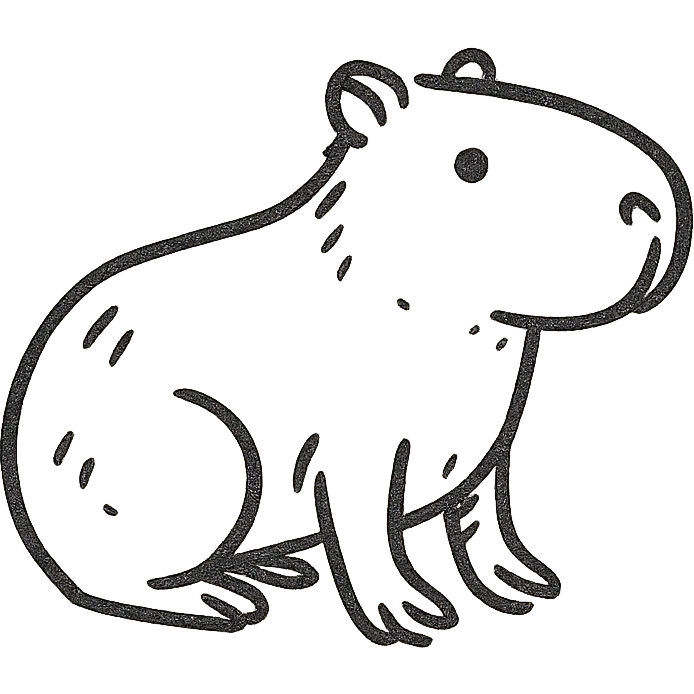 capybara, minimalist black outline icon, no fill, simple and recognizable emoji