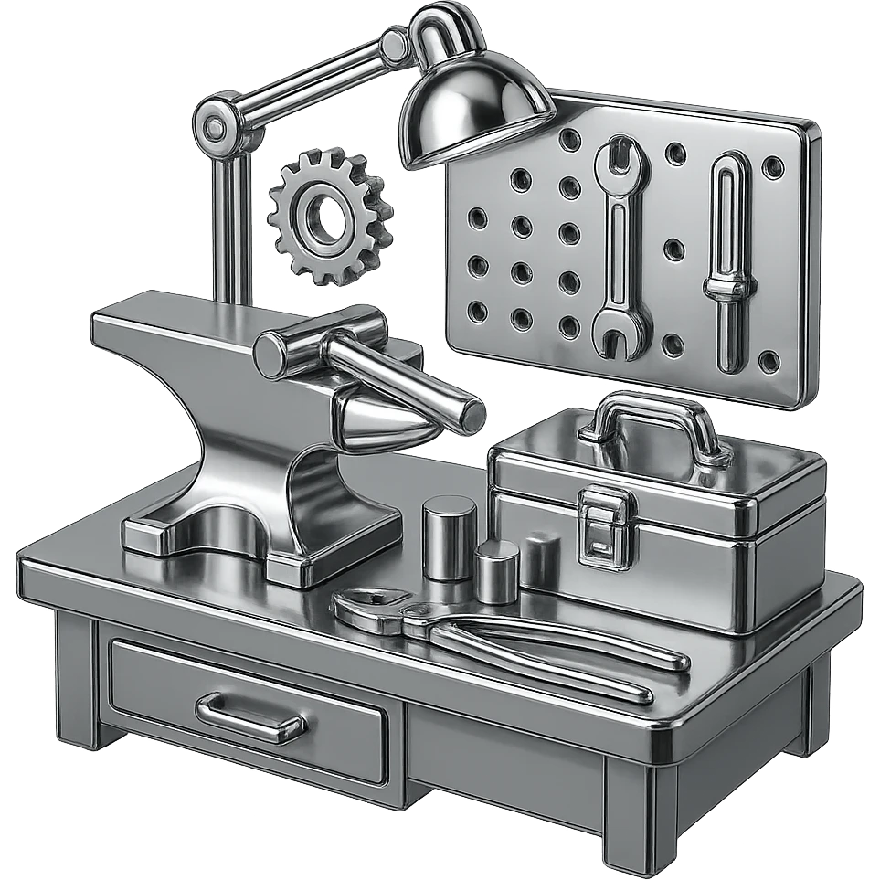metalworking workshop in chrome style emoji