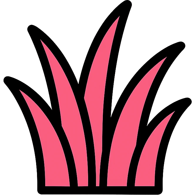 color outline icon of pink grass with minimal background emoji