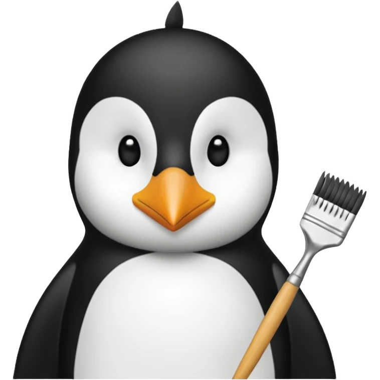Pingouin avec un pinceau emoji