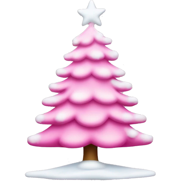 a pink christmas tree with snow emoji