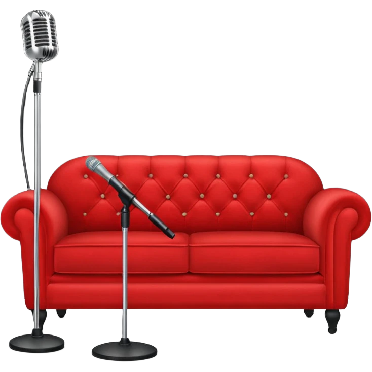 Red sofa with mic stand in center of sofa emoji