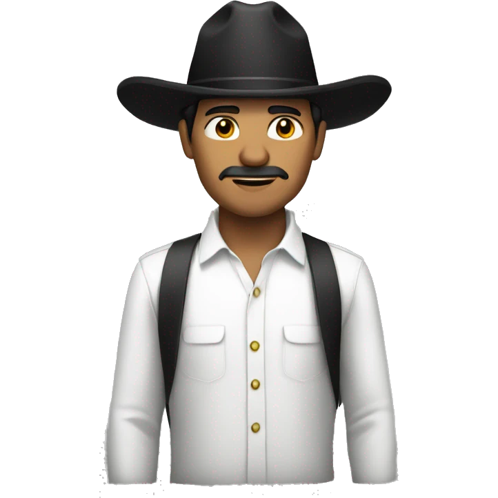 Mexican man with black hat white shirt emoji