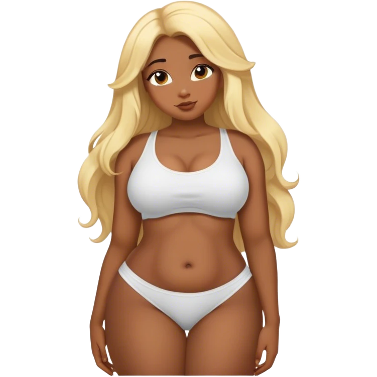 Curvy, blonde long hair, sfw intimate pose black girl  emoji