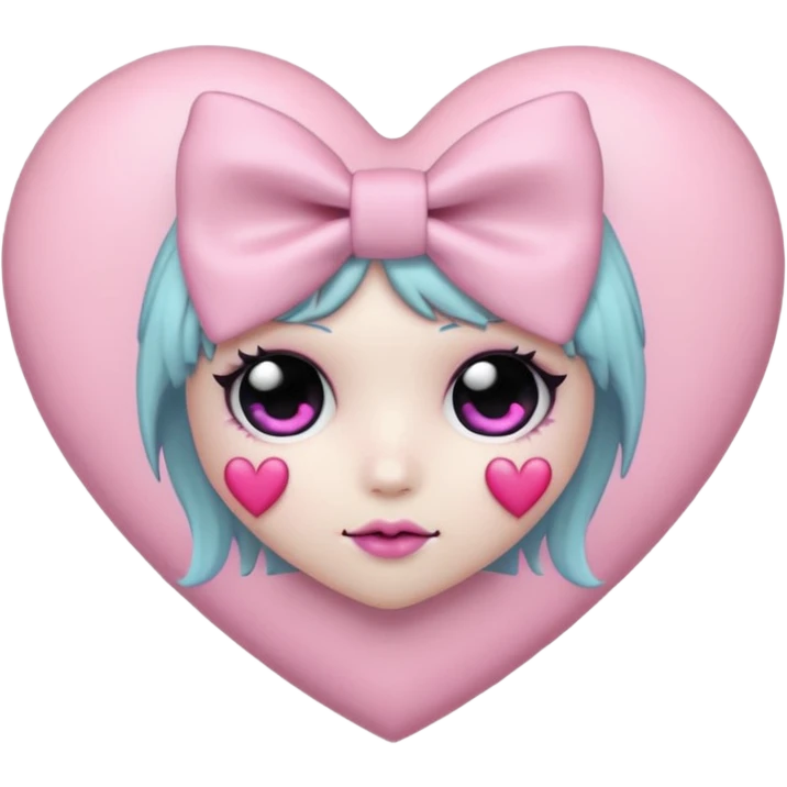 pastel goth heart with pastel bow emoji