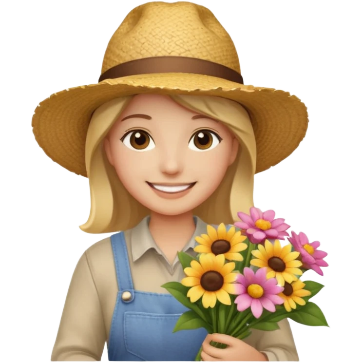 Shopper with flower bouquet,Farmers’ Market. emoji