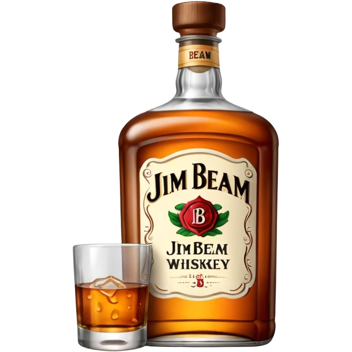 single Jim Beam whiskey bottle with glass details emoji