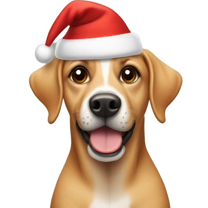 Dog wearing a Christmas hat emoji