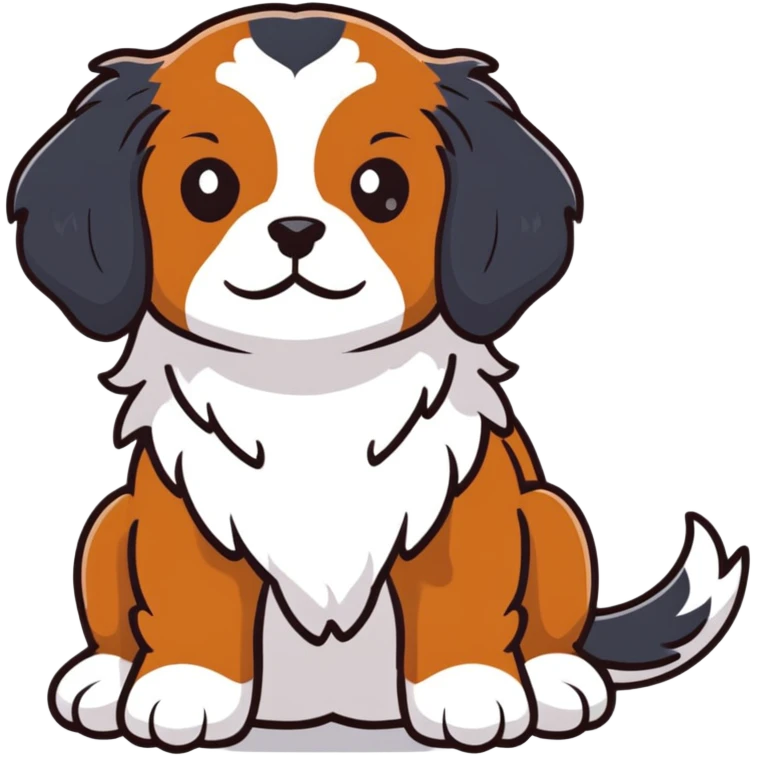 Brown and white Cavalier dog cuddly emoji