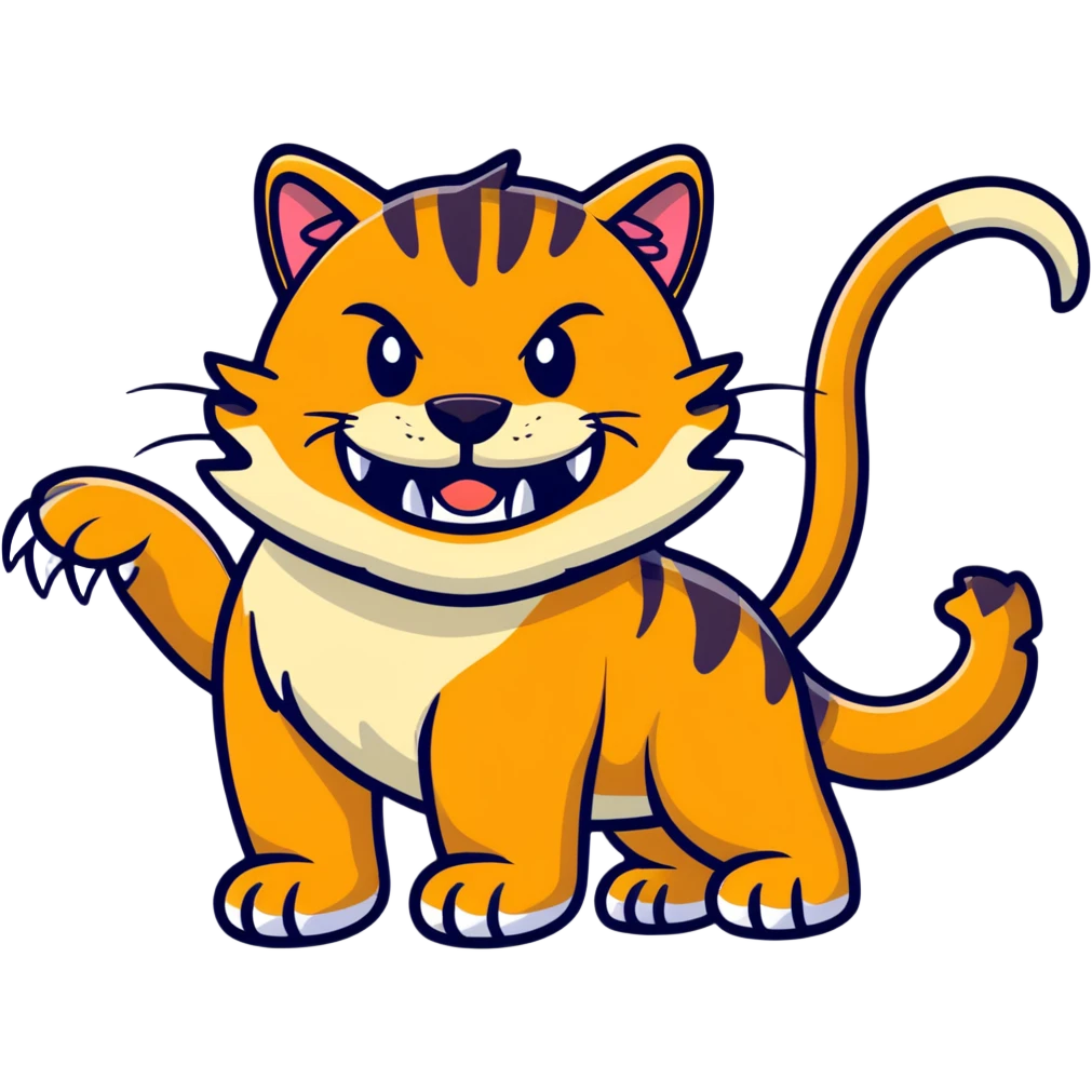 saber-toothed cat with enormous tusks four times longer than its head, extremely exaggerated canine teeth that extend far past its body emoji