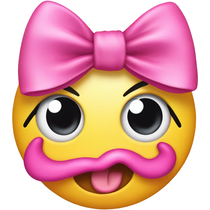 smily face with tongue out with pink hairbow emoji