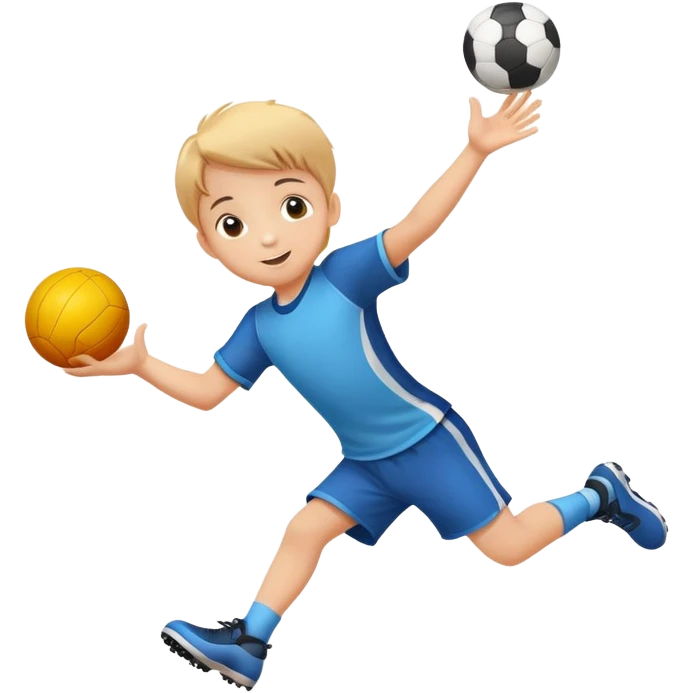 child catching a ball, cheerful and focused, with motion lines to show action emoji