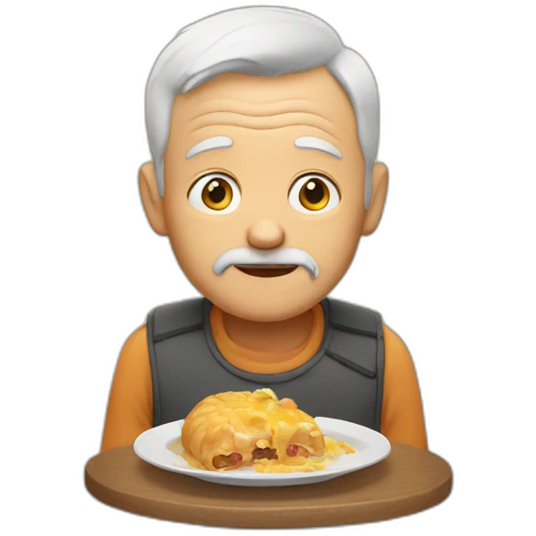 Grandfather eats cat. emoji
