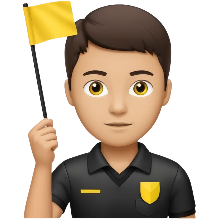 A young referee holding a flag, focused on the match. emoji