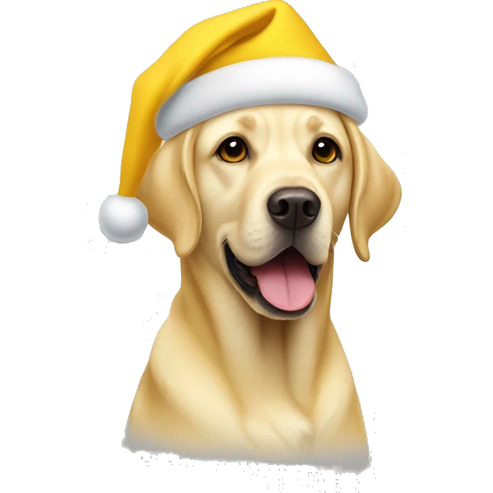 Yellow labrador wearing yellow santa hat emoji