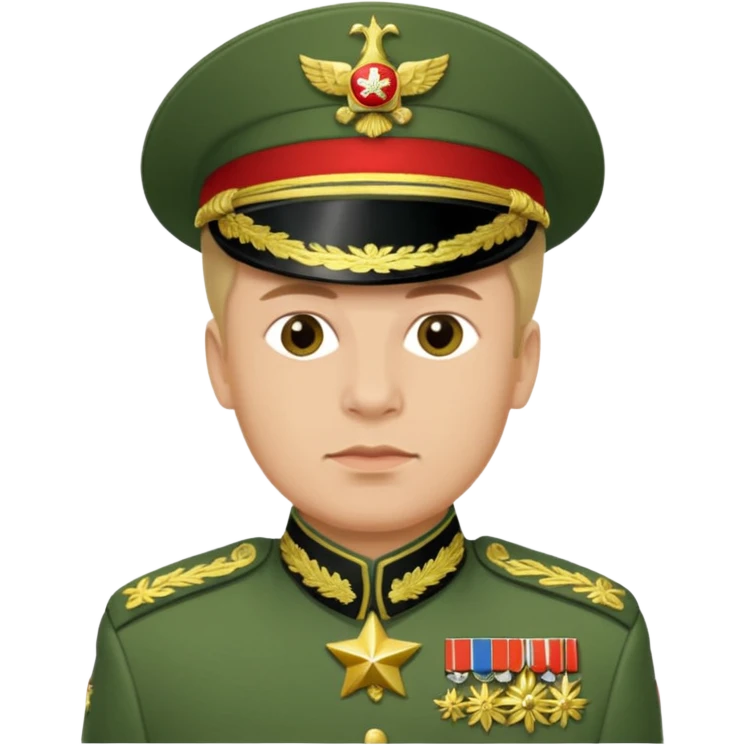 Generate a photorealistic Russian general in a green general's uniform. maximum quality and realism emoji