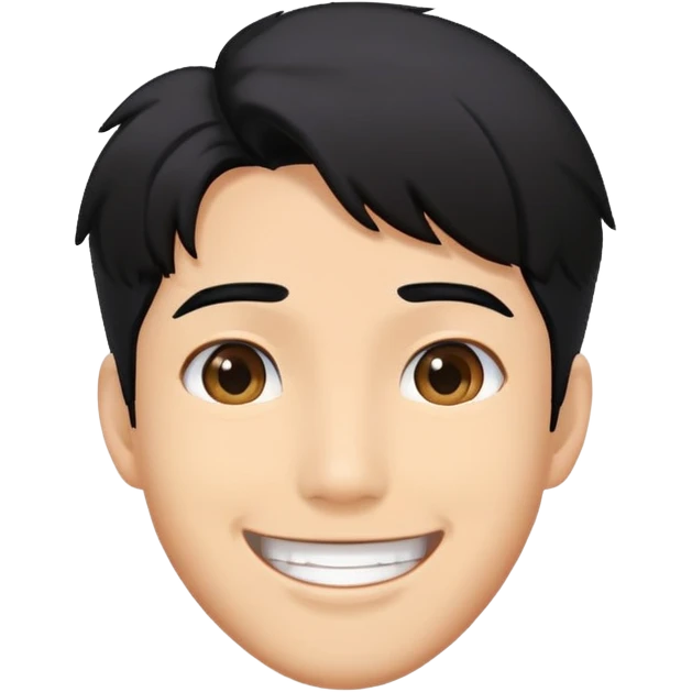 K-pop male idol face with black hair and a big smile emoji