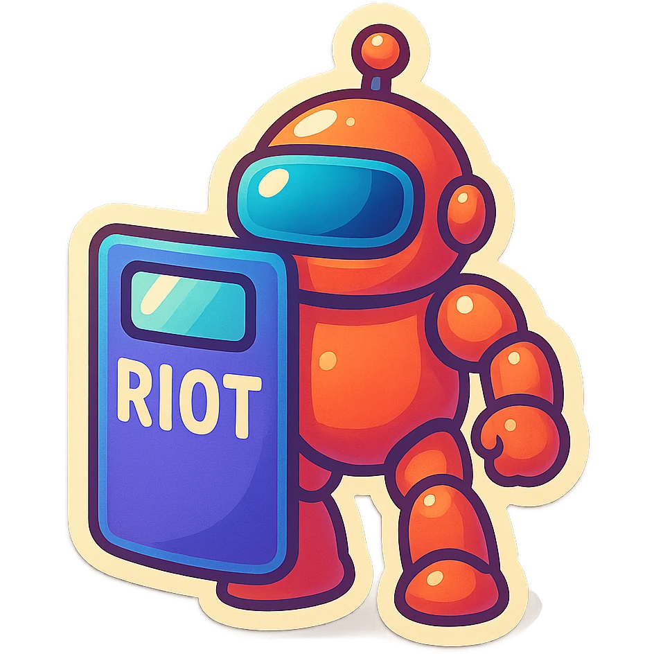 Lets do something else now. can you show me a riot shield robot emoji