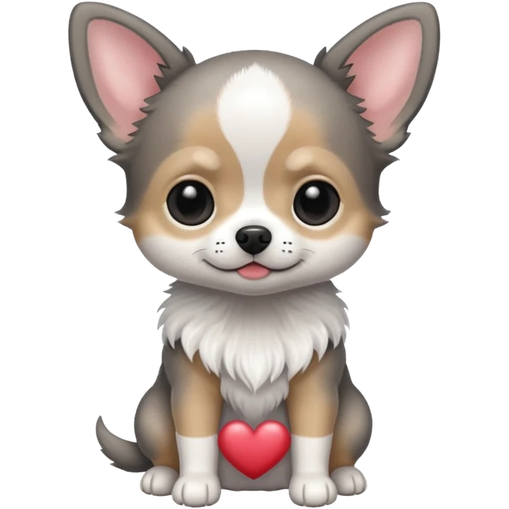 Grey - black -white baby Chihu dog emoji