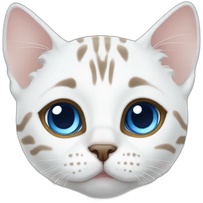 White Bengal cat blue eyes emoji