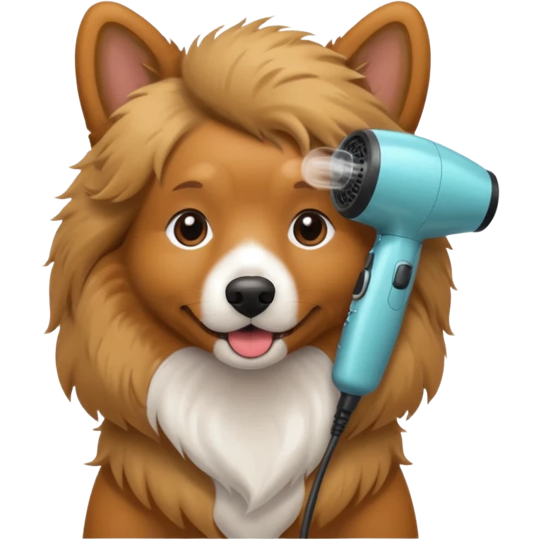 dog grooming with a hair dryer emoji