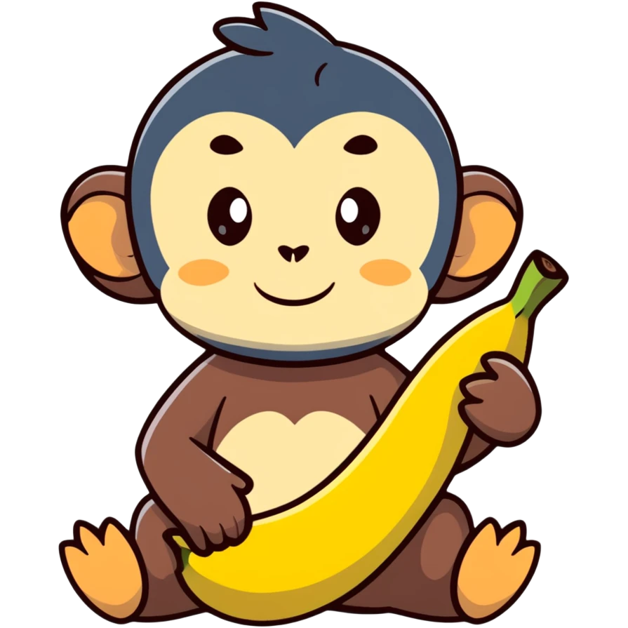 adorable baby monkey carefully peeling a banana emoji
