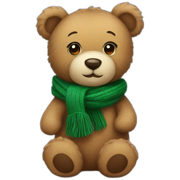 Teddy bear in a green scarf emoji