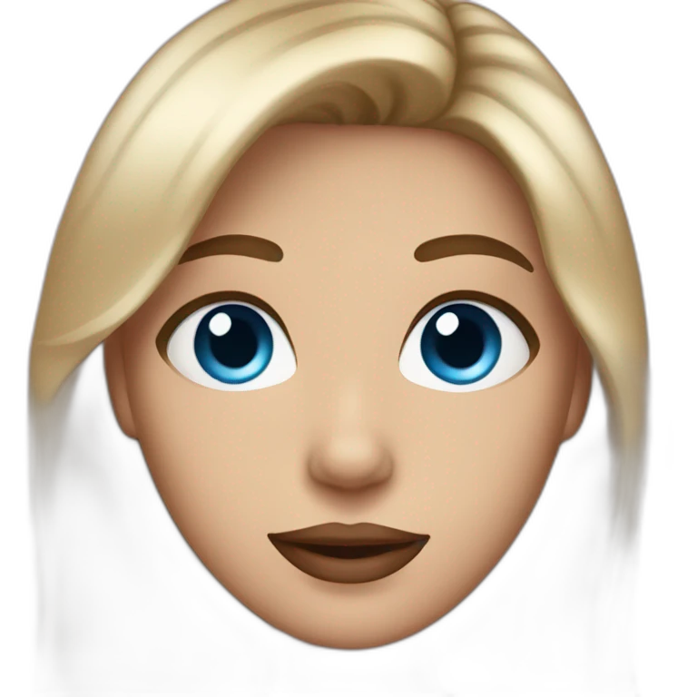 emoji with blue eyes and brown hair with blonde highlights and lipstick emoji