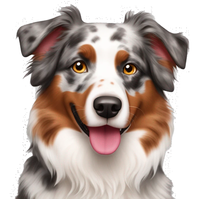 Red Merle Australian shepherd female dog with a pink nose emoji