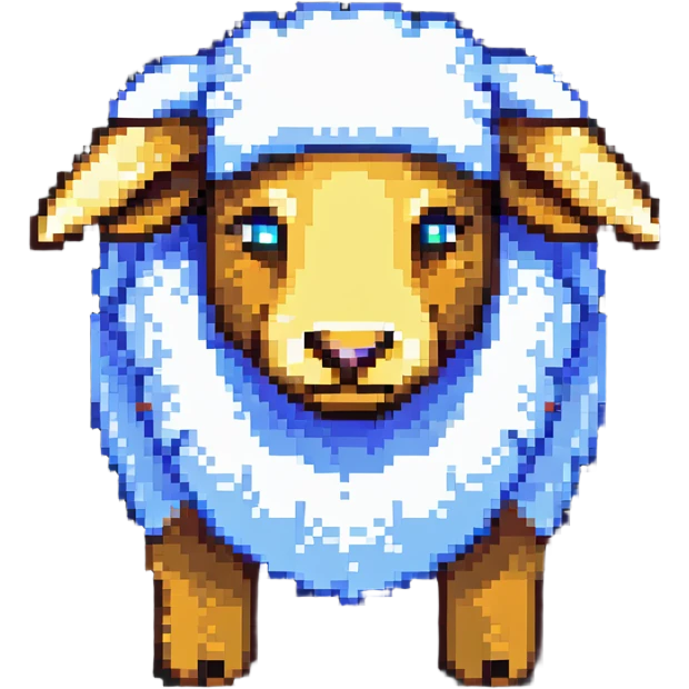 pixel art Minecraft sheep, blocky and square, resembling the in-game appearance emoji