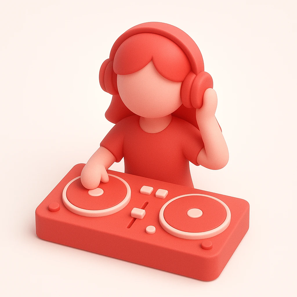 girl playing DJ set emoji