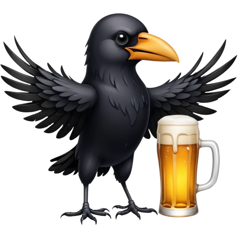 Crow drinking beer emoji