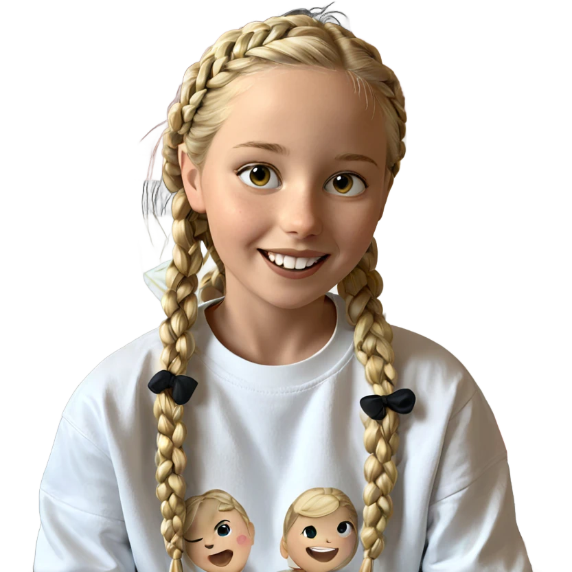 smiling girl with blonde braids emoji