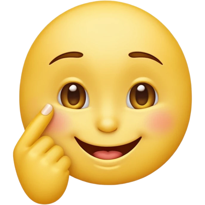 Cheeky yellow emoji, playful smirk, winking, gently biting a fingernail, clean expressive emoji style. emoji