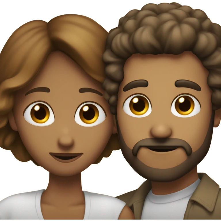 dos personas dándose un beso, un hombre con piel blanca y pelo castaño y una mujer morena con pelo oscuro emoji