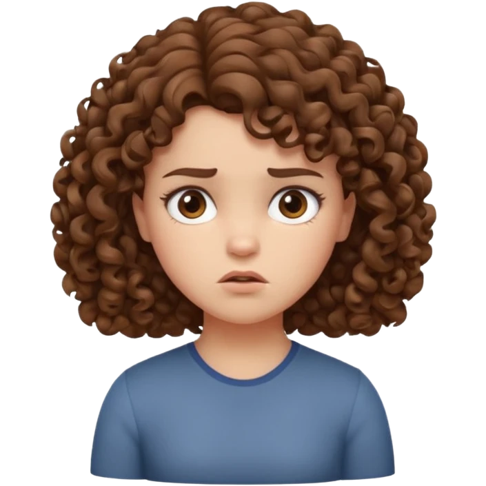 a girl with curly hair going “hmmph” and moving her head left in a cute grumpy way emoji