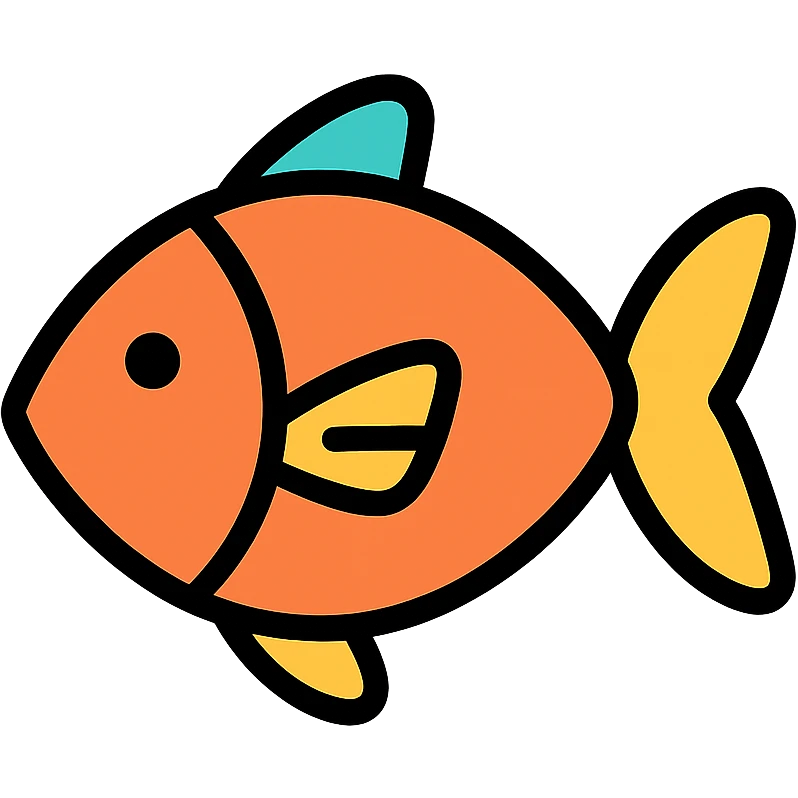 fish, minimal and modern, color icon style emoji