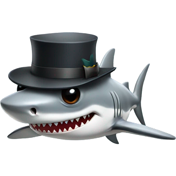 Shark whit tophat and sunglasses  emoji