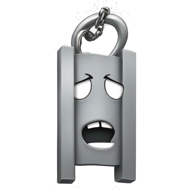 metal bar with face holding a keychain emoji