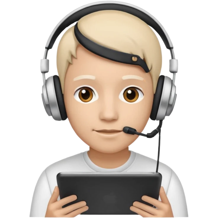 tablet with rounded corners, on the screen an interface with a person presenting onlince course emoji